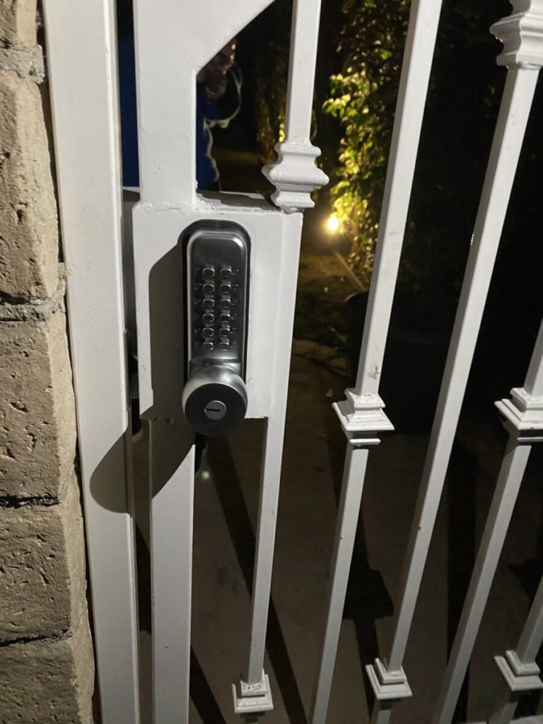 new keypad lock on a residential gate