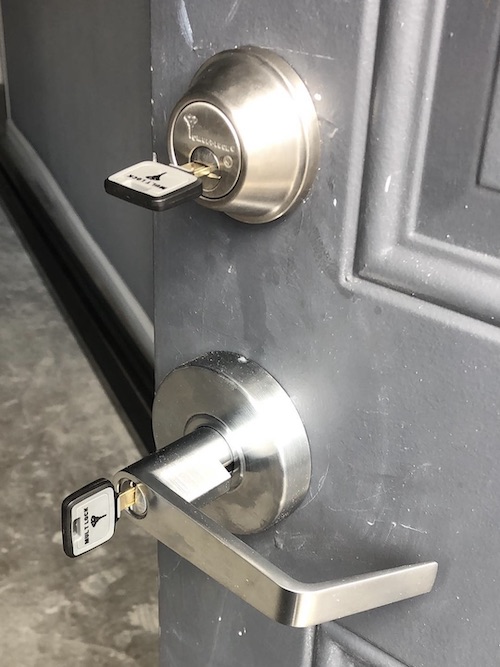 Mul-T-Lock deadbolt and lever lock
